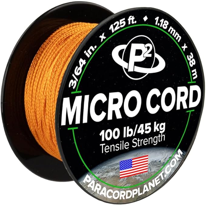 Paracord Planet Micro Paracord – Thin Braided Cord for Crafting, Fishing, and DIY Projects in 125 ft Spools – International Orange