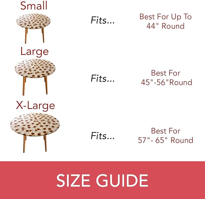 LAMINET Elastic Fitted Table Cover - Sunflower - Small Round - Fits Tables up to 44" Diameter