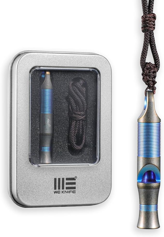 WeKnife Emergency Whistle Survival Loud, Titanium Outdoor Safety Whistle Survival Shrill Loud Blast with Paracord for Kayak, Life Vest, Jacket, Boating, Fishing,Camping, Hiking, Hunting, Coyote