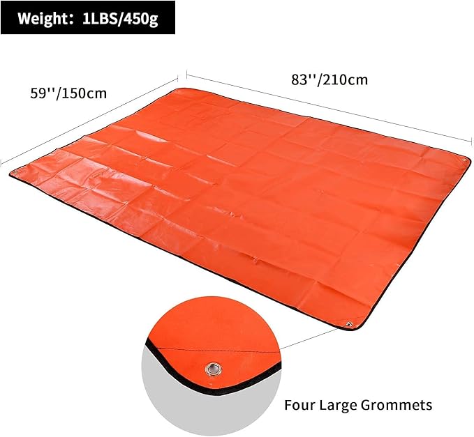 RedSwing Heavy Duty Survival Blanket, Waterproof Emergency Thermal Tarp, Multipurpose Reflective Insulated All Weather Blankets for Camping Hiking, Orange
