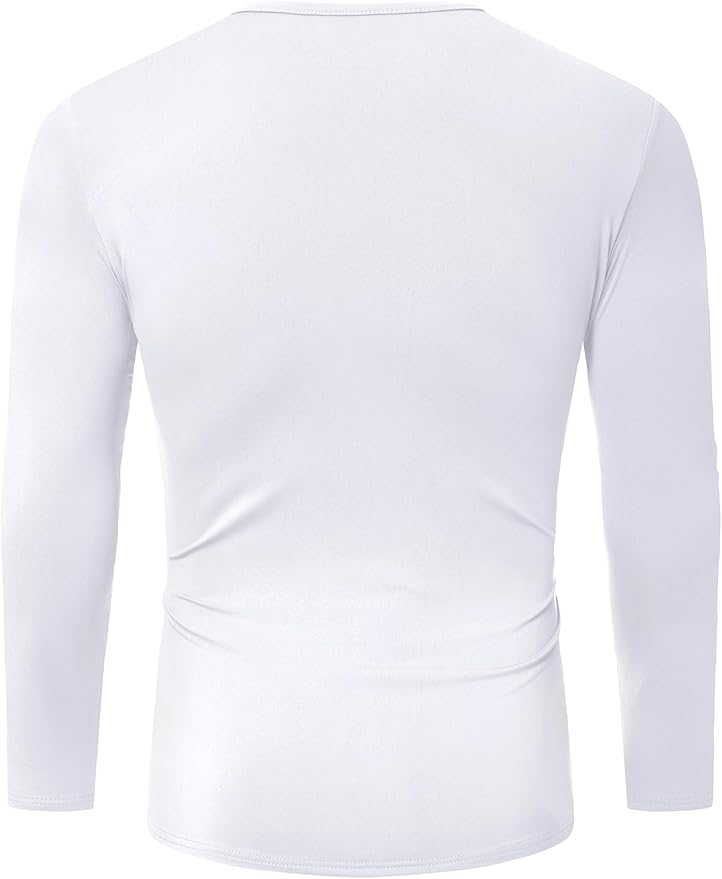 URRU Thermal Underwear for Men High Stretch Fleece Lined Long Sleeve Crewneck Thermal Shirts Base Layer Top Men Cold Weather