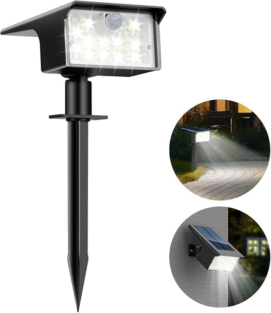 Nipify Solar Spot Lights, 3 Modes 62LED Outdoor Motion Sensor, Waterproof 2-in-1 Solar Landscape Lighting LED Garden Lights for Outside Yard Wall Pathway Walkway, 1 Pack