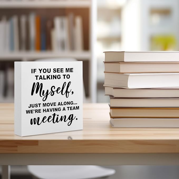 Funny Office Supplies Rustic Desk Decor White Wooden Box Sign Office Must Haves Humor Cubicle Decor Farmhouse Wood Plaque Work Desk Accessories Home Shelf Tabletop Counter Centerpiece Decorations