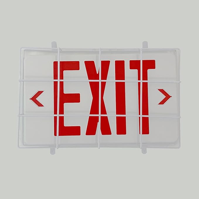 TANLUX Exit Sign with Steel Wire Guard, Wall Mounted Emergency Exit Light with Protective Cover