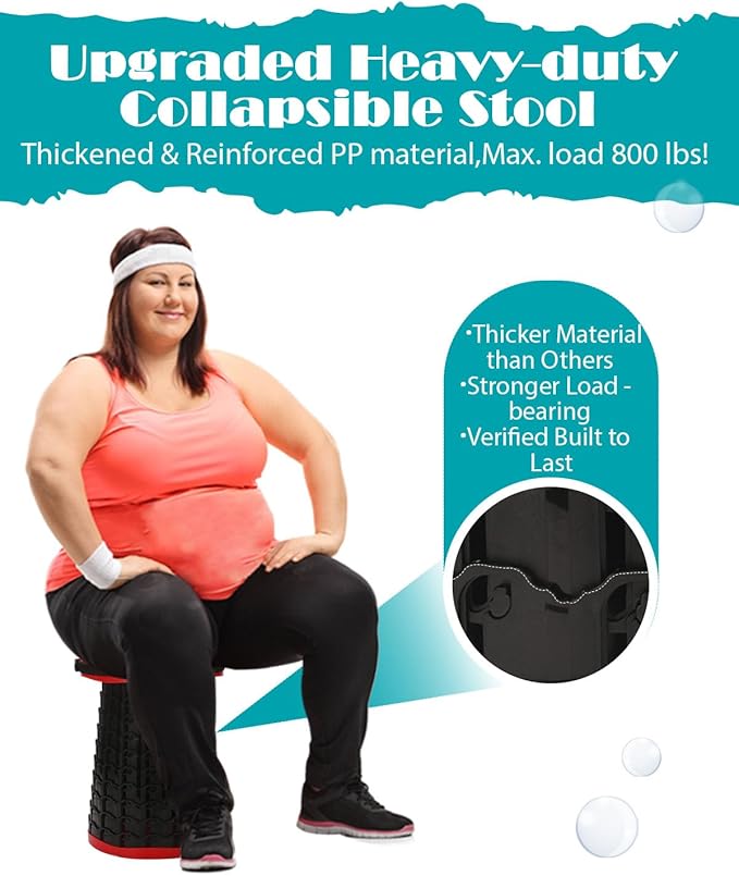 18-inch Heavy Duty Collapsible Stool - 800 lbs Capacity, 2.6 lbs Lightweight Portable Folding Stool for Camping, Travel, Music Festivals and Other Outdoor Events