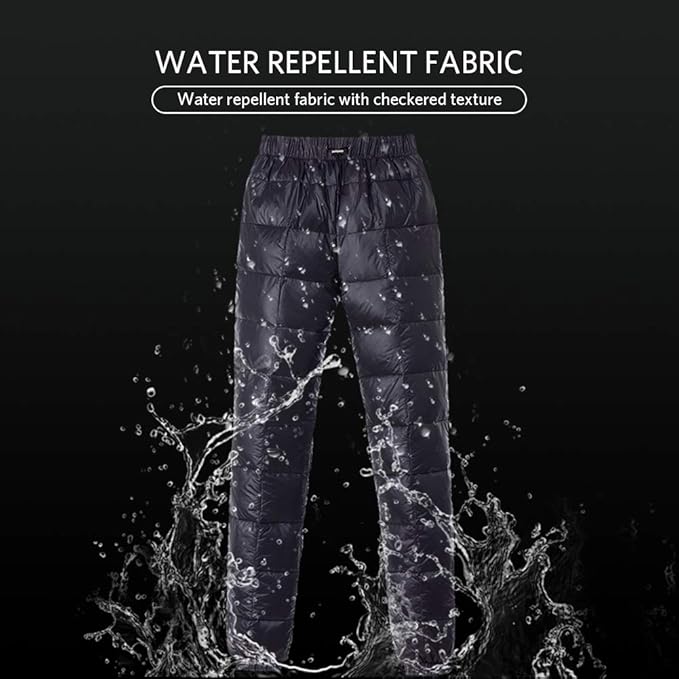 Men's Winter Warm Loose Utility Down Pants Sassy High Waisted Nylon Compression Snow Trousers