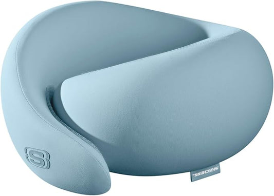 Skechers Memory Foam Travel Pillow,Comfortable & Breathable Airplane Travel Essential, Neck Pillow for Travel, Car Rides, Home, and Office Use, Ergonomic Design for Men and Women,Blue