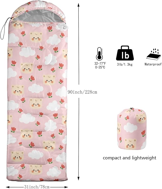 Galaxy Wolf Camping Sleeping Bags Warm & Cool Weather Waterproof Backpacking Blue Purple Starry Sky Sleeping Bag All Seasons Camping, for Adult Kids Boy Girls Camping Gear Equipment, Traveling