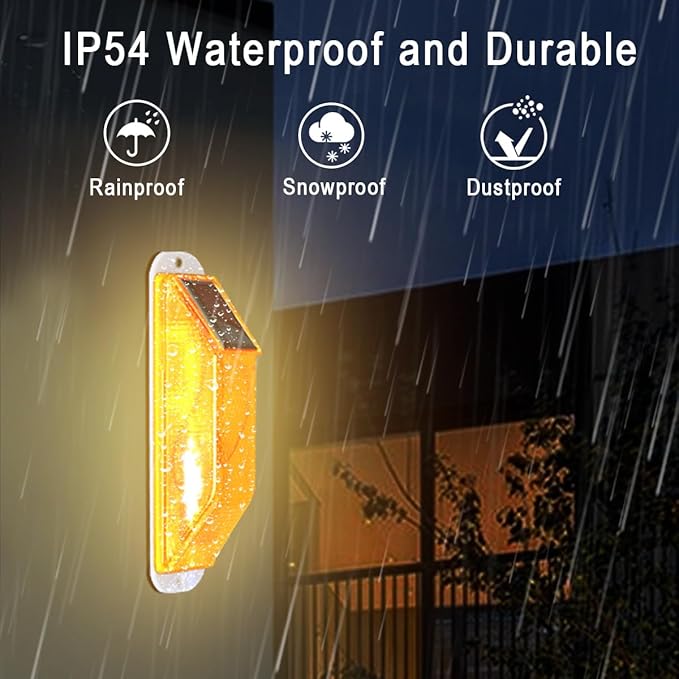 Aolyty Solar Strobe Warning Light Sensitive LED Warning Lamp Super Bright IP54 Waterproof Light Control Flashing Beacon Barricade Construction Safety Road Signs Flash Traffic Lights (Red)