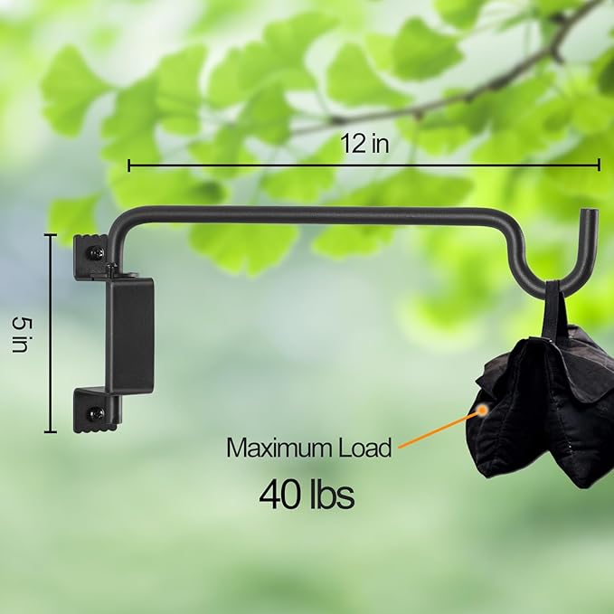 12" 360° Swivel Plant Hanger - Heavy Duty Solid Steel Wall Hook, 12-Directional Adjustable for Bird Feeders, Outdoor/Indoor Plants, Garden & Patio (2-Pack)