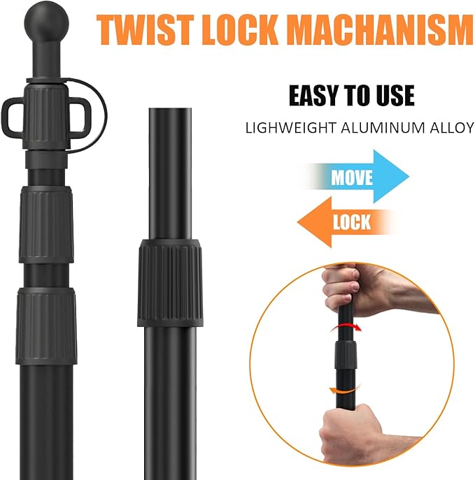 WILDROAD Tarp Poles Tent Poles Canopy Poles 7.7 ft, Telescoping Aluminum Poles with Non-Slip Aluminum Cone Bottom, Portable and Lightweight Camping Gear for Camping and Awnings, Set of 2