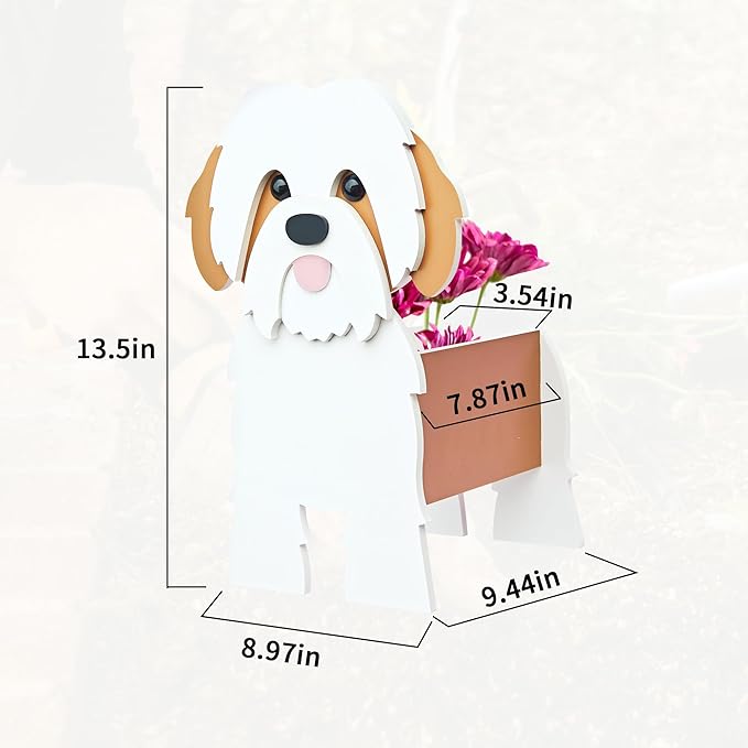Shih Tzu Dog Planter, Pet Shape Garden Pots Plant Pots for Indoor/Outdoor Gardens Decoration, Cute, Surprise Gifts/Souvenirs for Pet Lovers(Brown)