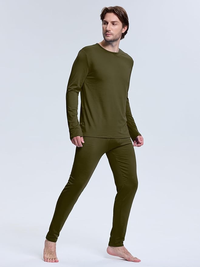 VZV Thermal Underwear for Men Fleece Lined Long Johns for Mens Thermals Top and Bottom Set Soft Base Layer for Winter