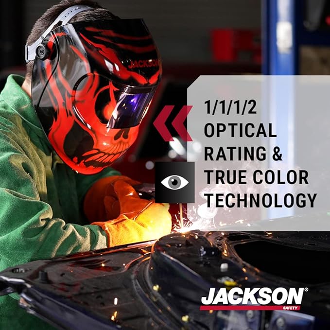 Jackson Safety Premium Graphic Welding Hood with ADF - Ultra Lightweight Auto Darkening Welding Helmet - ANSI Z87.1 (Multiple Styles)