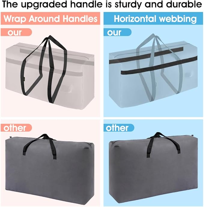 4 Pack Moving Bags Heavy Duty Extra Large 90L, College Packing Bags for Moving Clothes, Moving Supplies & Boxes with Zippers and Handles, Storage Bags Moving Totes Camping Essentials (Grey)