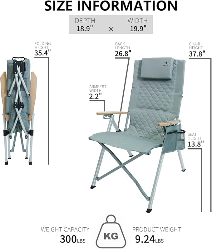 Reclining Camping Chair 2 Pack, Folding Lawn Chairs with 4-Stage Adjustable High Back for Adults Heavy Duty, Compact Foldable Outdoor Patio Recliner Chair with Side Bag(Cyan)