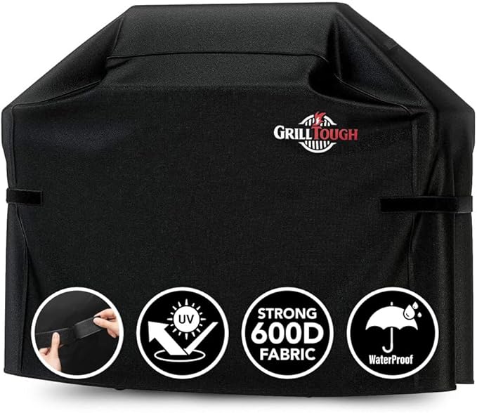 Heavy Duty BBQ Grill Cover for Outdoor Grill, 64 Inch – Waterproof, Weather Resistant, UV & Fade Resistant with Adjustable Straps – Gas Grill Cover for Weber, Genesis, Charbroil, etc. Black