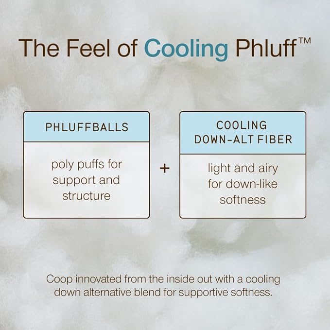 Coop Home Goods Essence Cooling Down Alternative Pillows Set of 2, King Size Adjustable Cooling Pillow for Hot Sleepers, Luxury Cool-to-The-Touch Hotel Pillows for Stomach, Back, or Side Sleepers