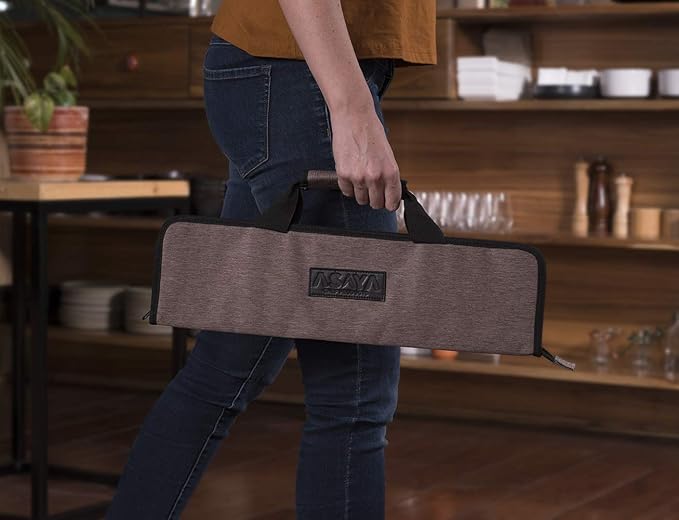 Asaya Chef Knife Roll Bag - 12 Pockets for Knives and Kitchen Utensils - Lightweight, Durable, and Stain Resistant Nylon - Perfect for the Traveling Chef - Knives not Included