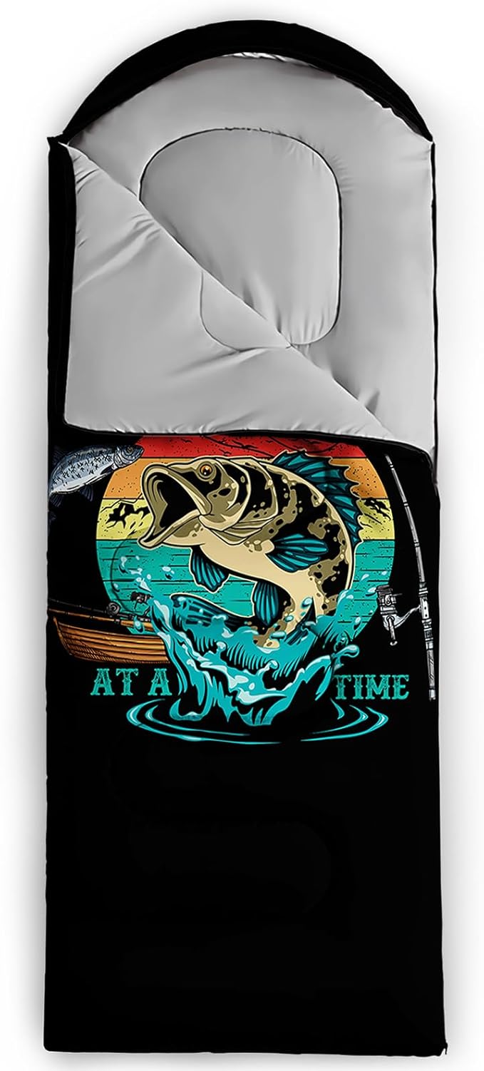 Sleeping Bags for Adults and Kids，3D Printing Camping Sleeping Bag for Girls Boys Lightweight Waterproof Cold/Warm 3-Season，Outdoor Travel with Compression Bags