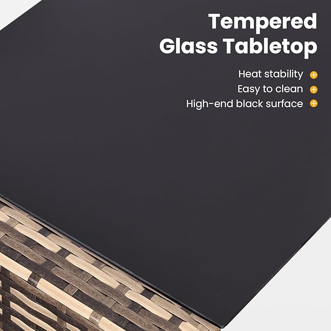 4 Piece Outdoor Patio Furniture Set,Wicker Conversation Sets Outdoor Sectional Patio Sofa Couch with Cushions & Coffee Table for Outside, Garden, Balcony, Porch,Yellow/Black