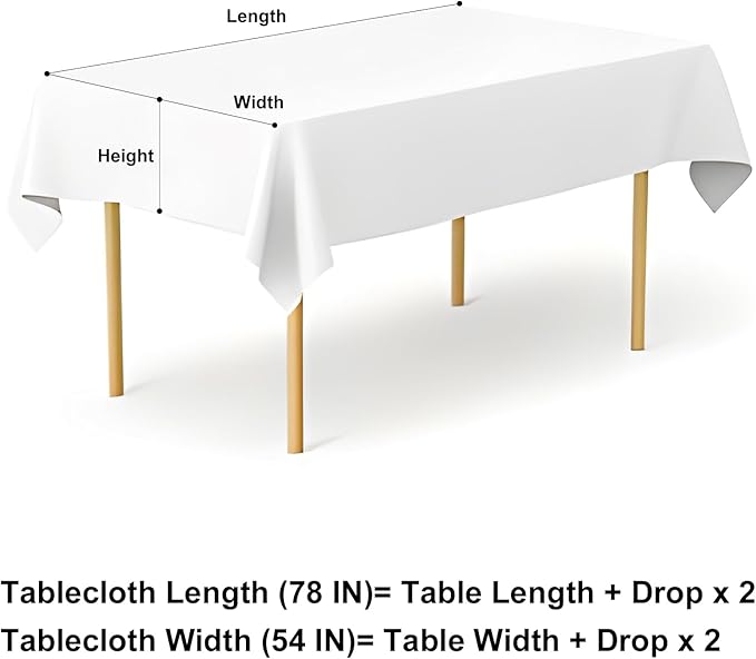 misaya Rectangle Waterproof Vinyl Table Cloth, Buffalo Flannel Backed Tablecloth, Wipeable Plastic Table Cover for Dinner, Kitchen, Outdoor (54" x 78", Black and White)