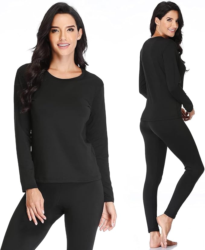 Women 's Thermal Underwear Set with Lightweight Ultra Soft Fleece Lined,Long John Set, Skiing Base Layer