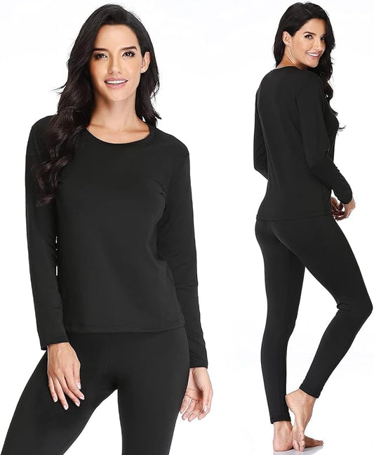 Women 's Thermal Underwear Set with Lightweight Ultra Soft Fleece Lined,Long John Set, Skiing Base Layer