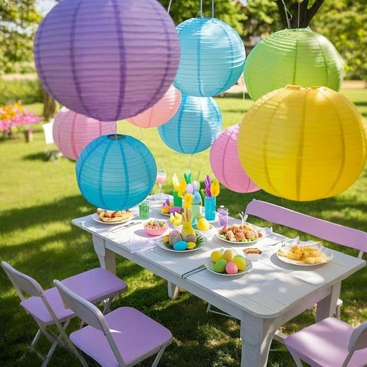 Paper Lanterns Decorative 15pcs Pastel Colorful Theme Party Decorations for Birthday Party Baby Shower Graduation Anniversary Blue Pink Green Purple Yellow Room Hanging Decor
