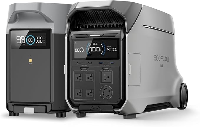 EF ECOFLOW 7696Wh Portable Power Station: DELTA Pro 3 with DELTA Pro Extra Battery, 120/240V 4000W AC Output, Solar Generator for Home Use, Camping, Emergencies, Power Outages, RVs