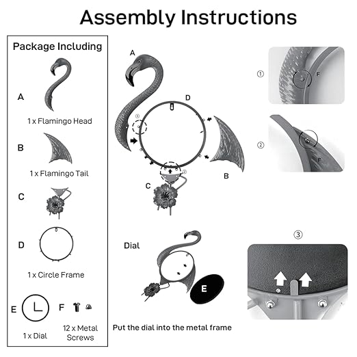 Large Outdoor Thermometer, Flamingo Wall Thermometer Hygrometer No Need Battery, Retro Sun Outside Thermometer Decoratibve for Backyard, Garden, Living Room
