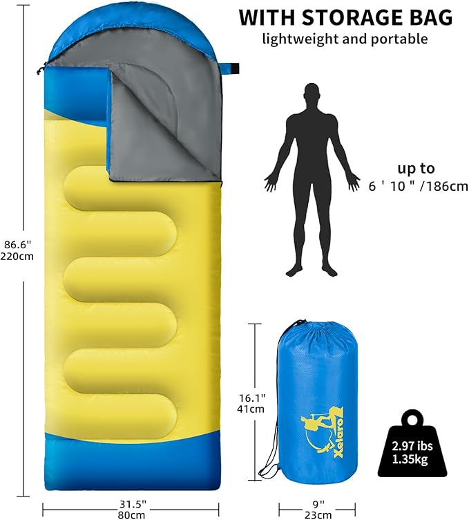 Sleeping Bags for Adults Kids - 3 Season Cold&Warm Weather Waterproof Camping Sleeping Bags - Lightweight Sleeping Bags for Camping Hiking Outdoor Travel