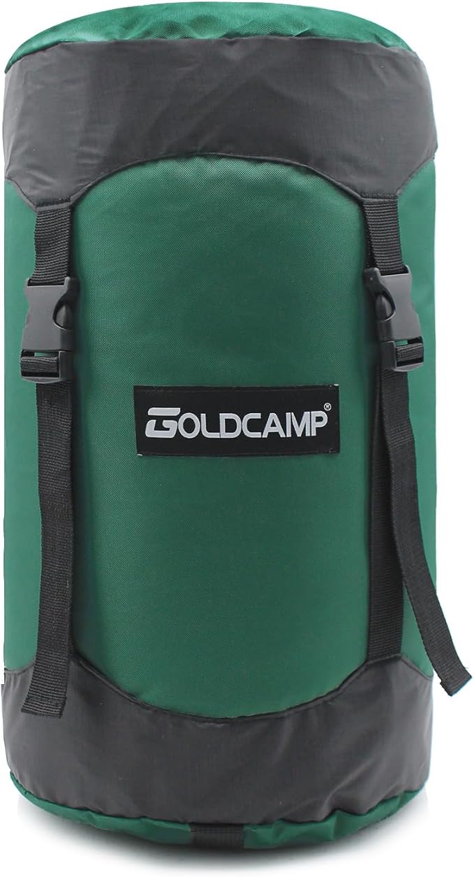 GoldCamp Compression Sack, 40% More Storage! 18L/30L/43L/49L/65L Compression Stuff Sack, Waterproof & Ultralight Sleeping Bag Stuff Sack - Space Saving Gear for Camping, Hiking (Green, XXXL)