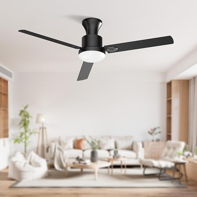 52 Inch Ceiling Fan with Remote & APP Control, LED Light, Reversible DC Motor, 6-Speed Silent Operation, Indoor & Outdoor Fan for Patio, Bedroom