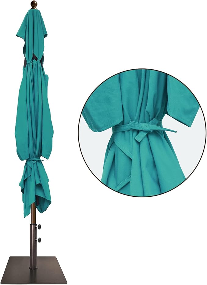 EliteShade USA 10-Year-Non-Fading 6.5x10Ft Rectangular Market Umbrella Patio Umbrella Outdoor Table Umbrella with Ventilation, Teal