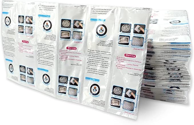 Shipping Cold Pack Ice Pack Sheets for Coolers Reusable, Dry Ice Packs Freezer Packs for Shipping Food, Flexible Ice Blankets Frozen Gel Packs Keep Food Fresh Beverage Cold, 13.3"x6.5"/Sheet 50 Sheets