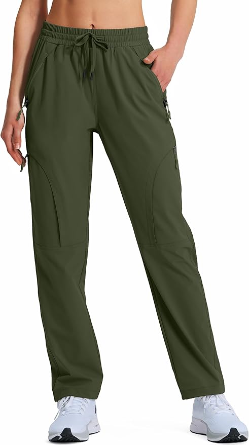 Women's Hiking Pants Quick Dry Lightweight Cargo Pants UPF 50 Water Resistant Zipper Pockets for Golf Travel Work Camping