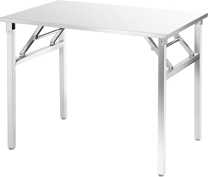 Small Stainless Steel Folding Table, Portable Camp Picnic Party Dining Table No Assembly Sturdy Small Folding Desk Kitchen Prep Table(32" x 16")