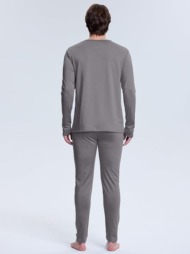 VZV Thermal Underwear for Men Fleece Lined Long Johns for Mens Thermals Top and Bottom Set Soft Base Layer for Winter
