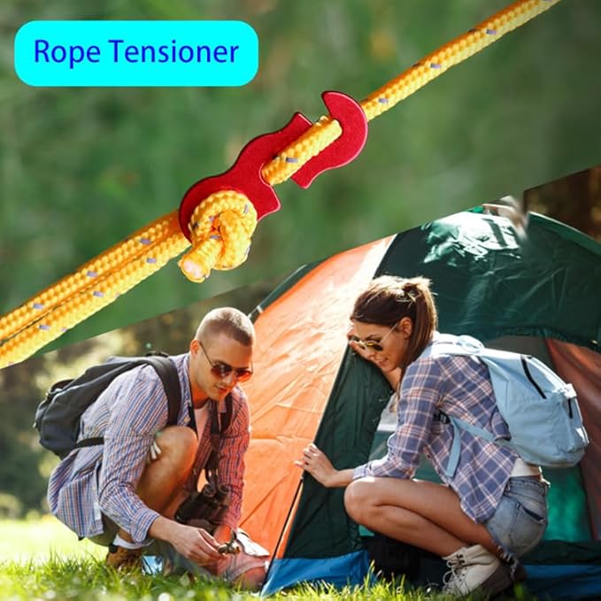 Guyline Tensioner Aluminum Alloy Paracord Rope Tightener, Camping Rope String Tightener of Outdoor Tent Camping Hiking Backpacking Activity Accessories 27pcs