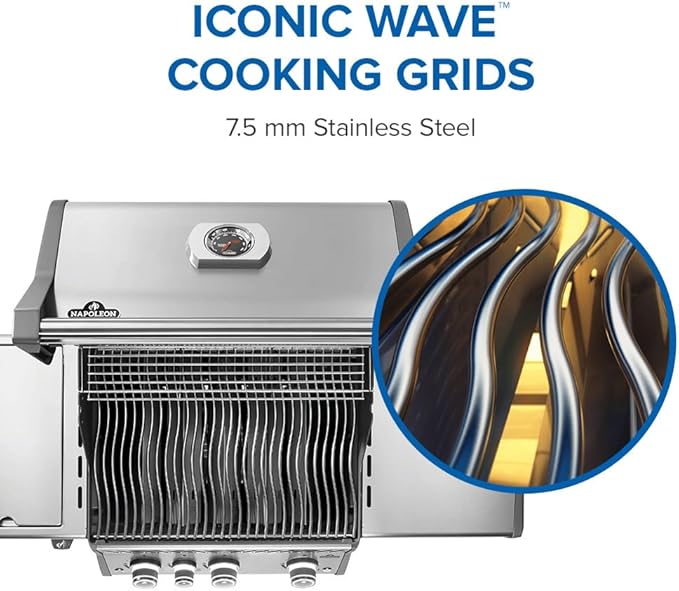 Napoleon Rogue PRO 425 Natural Gas Grill with Infrared Side Burner, Stainless Steel, Durable 4-Burner Gas BBQ