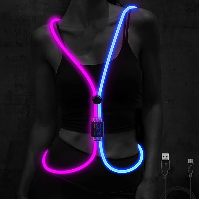 LED Reflective Vest Rechargeable Running Light for Runners High Visibility Safety Vest for Running,Cycling or Walking