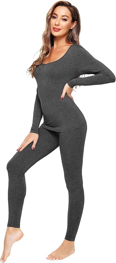 WiWi Soft Viscose from Bamboo Underwear for Women Thermal Long Johns Sets Super Warm Base Layer Top Pants Pajamas Set S-3X
