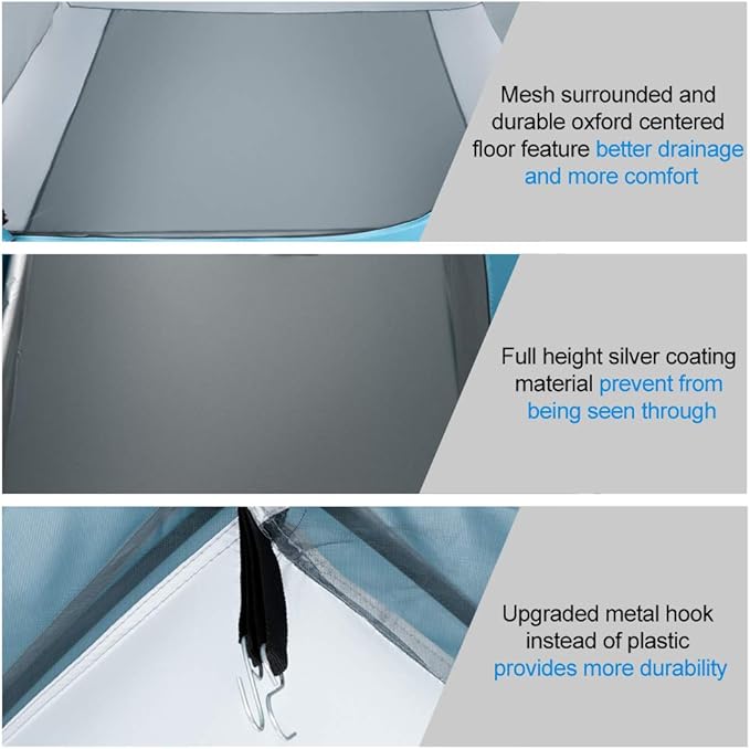 VINGLI 6.7FT Shower Tent, Changing Room Tent for Portable Toilet, with Mesh Floor and Carrying Bag, Lightweight & Sturdy, Perfecr for Camping, Boat, Dressing Outdoor or Indoor