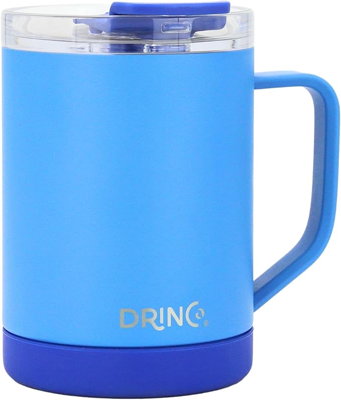 Drinco 16 oz Coffee Mug, Vacuum Insulated Camping Mug with Lid, Double Wall Stainless Steel Travel Mug Insulated Tumblers Coffee Mugs Coffee Cups Tea Cup (16oz Royal Blue)