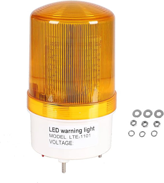 Industrial LED Rotating Strobe Beacon Warning Lights, Electrical Revolving Signal Lights for Emergency, 110v AC, Yellow, with Buzzer