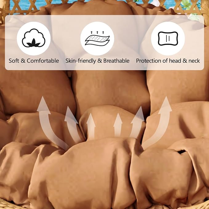 JUFU Egg Swing Chair Indoor Outdoor, Hanging Egg Chair with Aluminum Steel Frame, Patio Egg Chair with Removable Cushions, 350 lbs Capacity