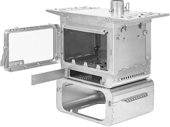 POMOLY Camping Tent Stove Wood Stove, Lumberjack Titanium Wood Burning Stove for Hiking, Cooking, Heating