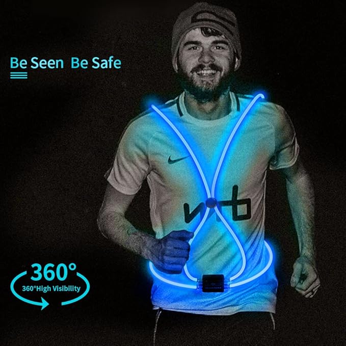 LED Reflective Vest Rechargeable Running Light for Runners High Visibility Safety Vest for Running,Cycling or Walking