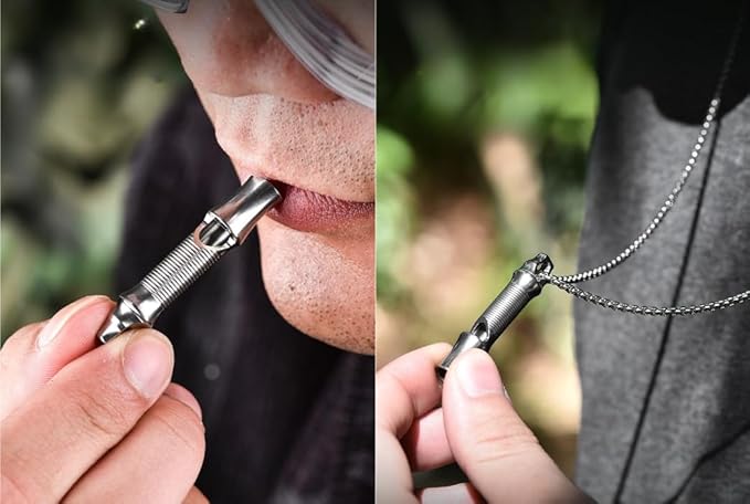 Titanium Emergency Whistle Cylinder Pendant Necklace for Men and Women – Compact, Lightweight, and Durable Emergency Whistle with High Decibel Output for Outdoor Adventures & Safety